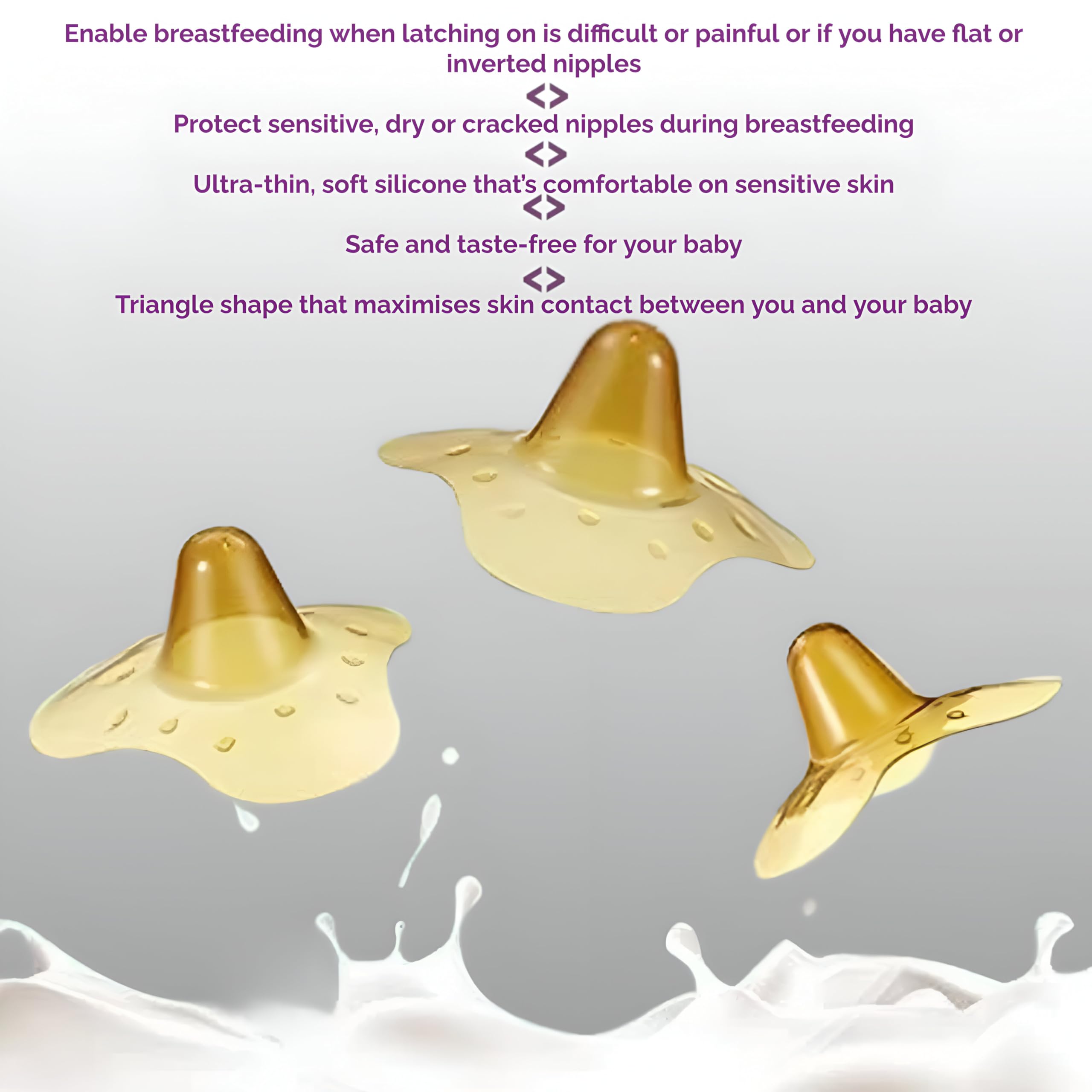 2pcs/Set Contact Nipple Shields for Breastfeeding Breast Nipple Shield from Ultra Thin Silicone Breast Milk Feeding Protector Nipple Shield Breastfeeding, BPA Free [Nude Triangle]