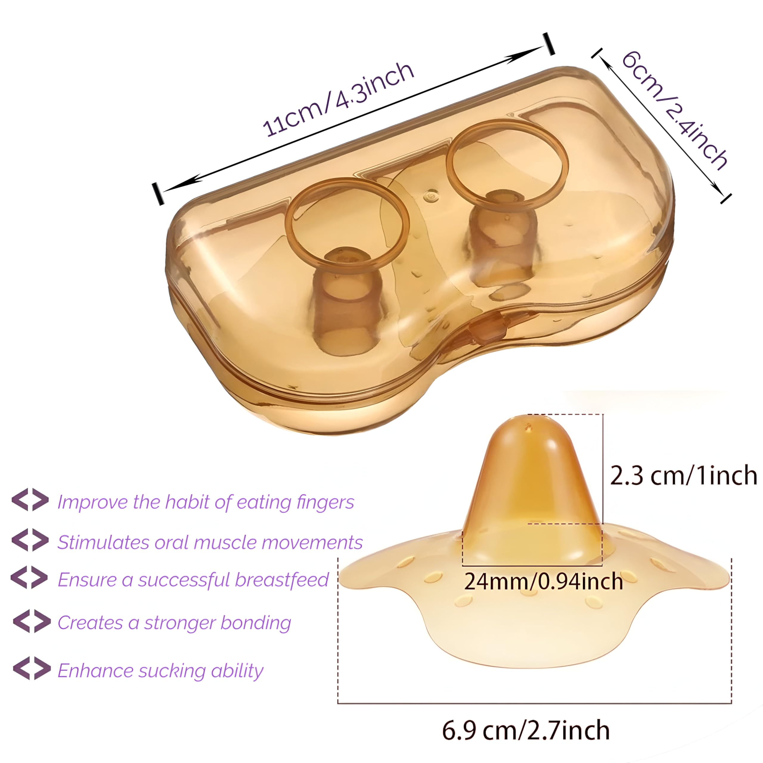 2pcs/Set Contact Nipple Shields for Breastfeeding Breast Nipple Shield from Ultra Thin Silicone Breast Milk Feeding Protector Nipple Shield Breastfeeding, BPA Free [Nude Triangle]