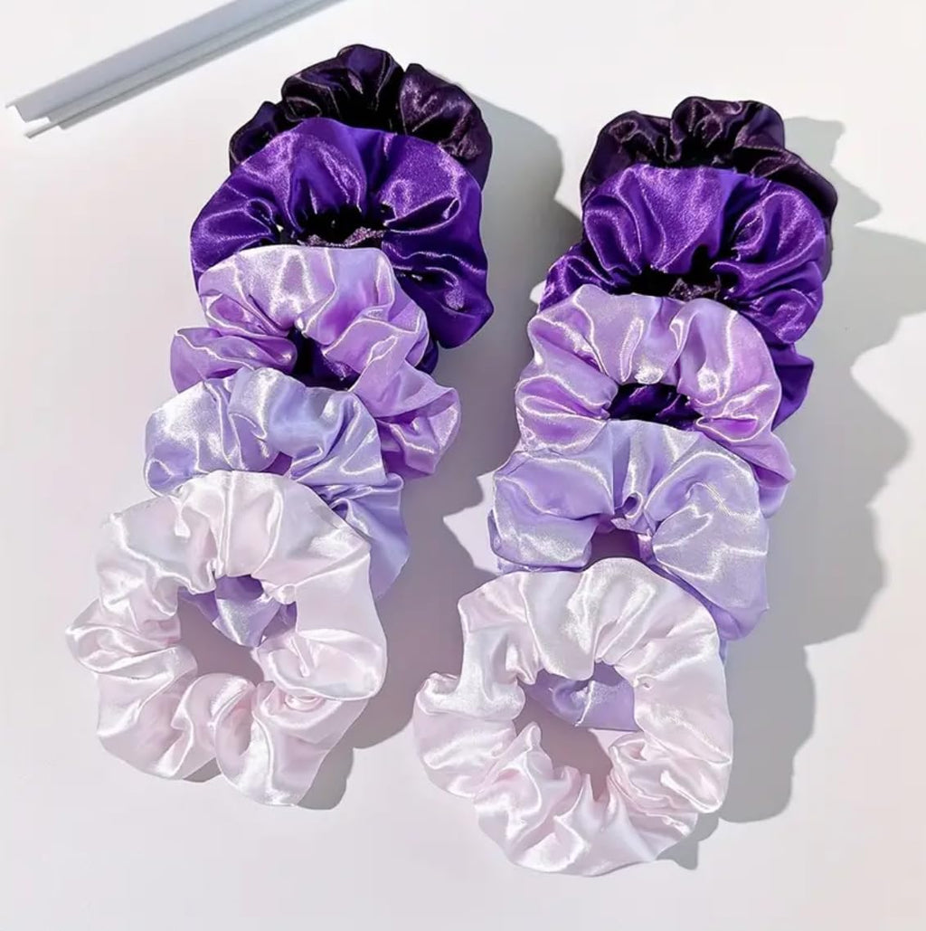 [10pcs/Set] Silk Scrunchies, Soft Elastic Satin Ties - Comfy And Stylish Hair Accesories, Scrunchie Women, Minimizes Breakage & Friction Frizz Free [Royal Purple]