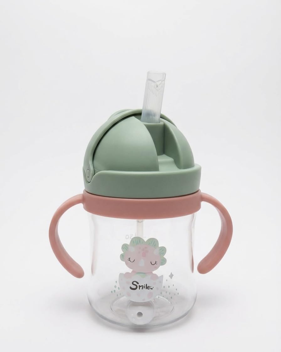 Neo10Ten Toddler Water Bottle Sippy Cup Weighted Straw, Trainer Cup with Handles 6+, Non Spill Toddler Sippy Cup, Baby Water Bottle, Leakproof, 220ml