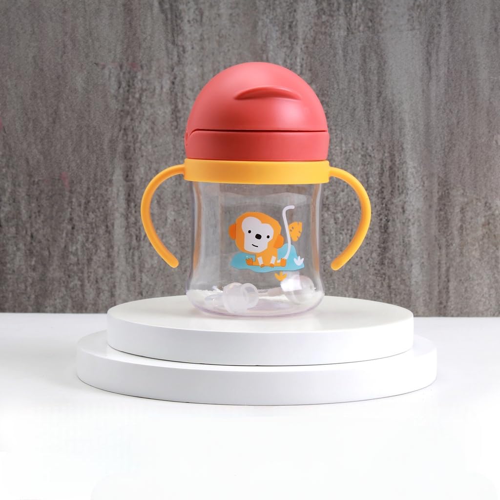 Neo10Ten Toddler Water Bottle Sippy Cup Weighted Straw, Trainer Cup with Handles 6+, Non Spill Toddler Sippy Cup, Baby Water Bottle, Leakproof, 220ml