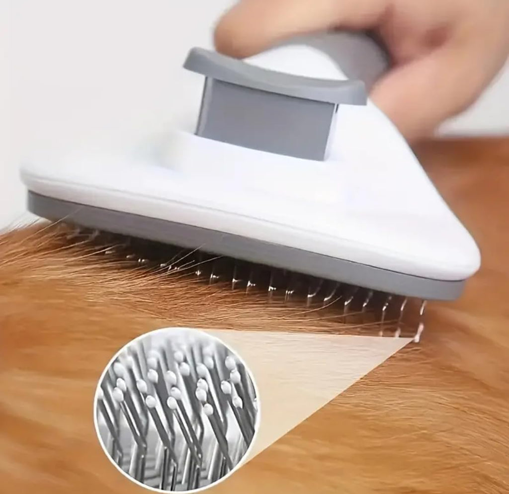 Neo10Ten Self-Cleaning Pet Grooming Brush | Dogs, Cats, Rabbits & Horses | Grey