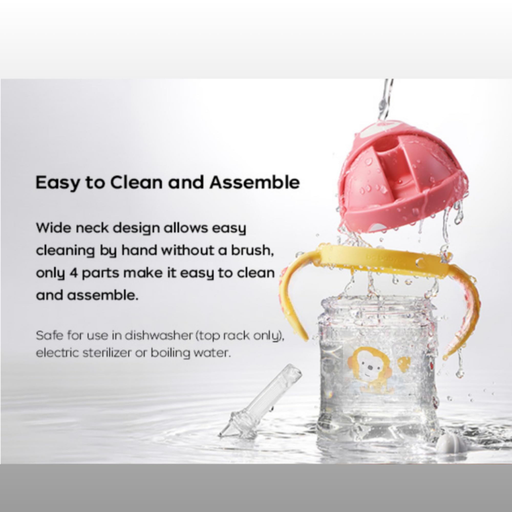 Neo10Ten Toddler Water Bottle Sippy Cup Weighted Straw, Trainer Cup with Handles 6+, Non Spill Toddler Sippy Cup, Baby Water Bottle, Leakproof, 220ml