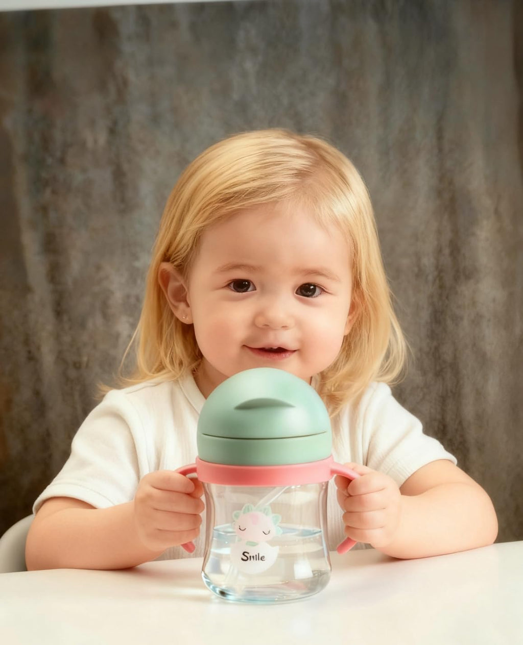 Neo10Ten Toddler Water Bottle Sippy Cup Weighted Straw, Trainer Cup with Handles 6+, Non Spill Toddler Sippy Cup, Baby Water Bottle, Leakproof, 220ml