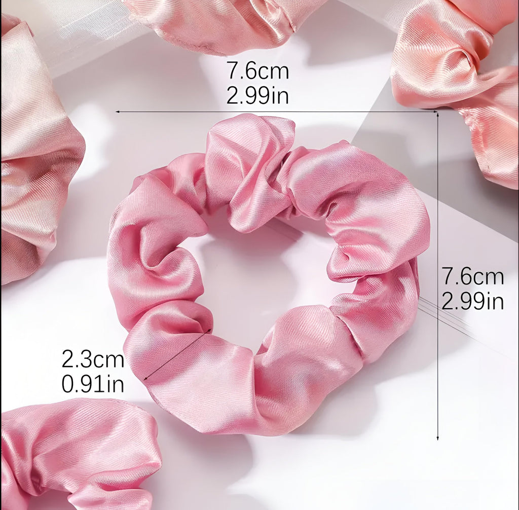 12pcs/Set Soft Elastic Silk Scrunchies, Hair Loops Ponytail Holders Hair Ties Satin Colorful Scrunchie- Comfy&Staylish Hair Accesories, Prevents Breakage, Friction and Creases [Small Pink Variety]