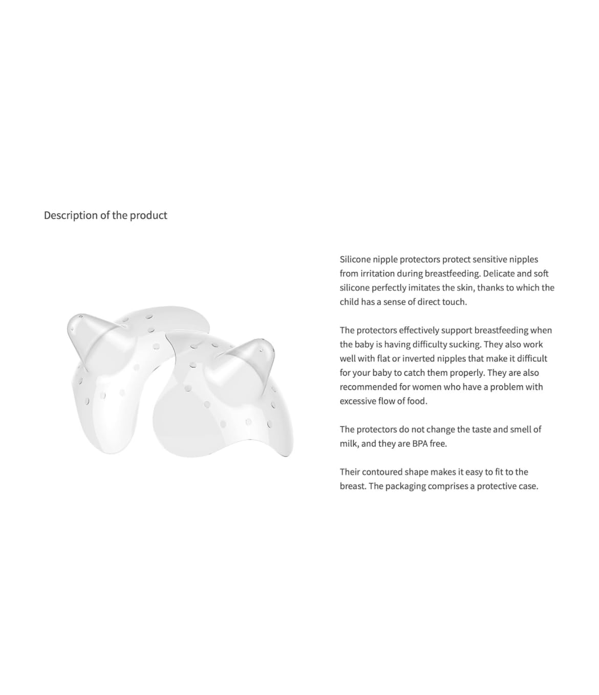 2pcs/Set Nipple Shields for Breastfeeding, Contact Breast Shield, Guards for Newborn - Help with Latch Difficulties, Flat or Inverted Nipples, Breast Feeding BPA Free Reusable Soft Silicone Protectors