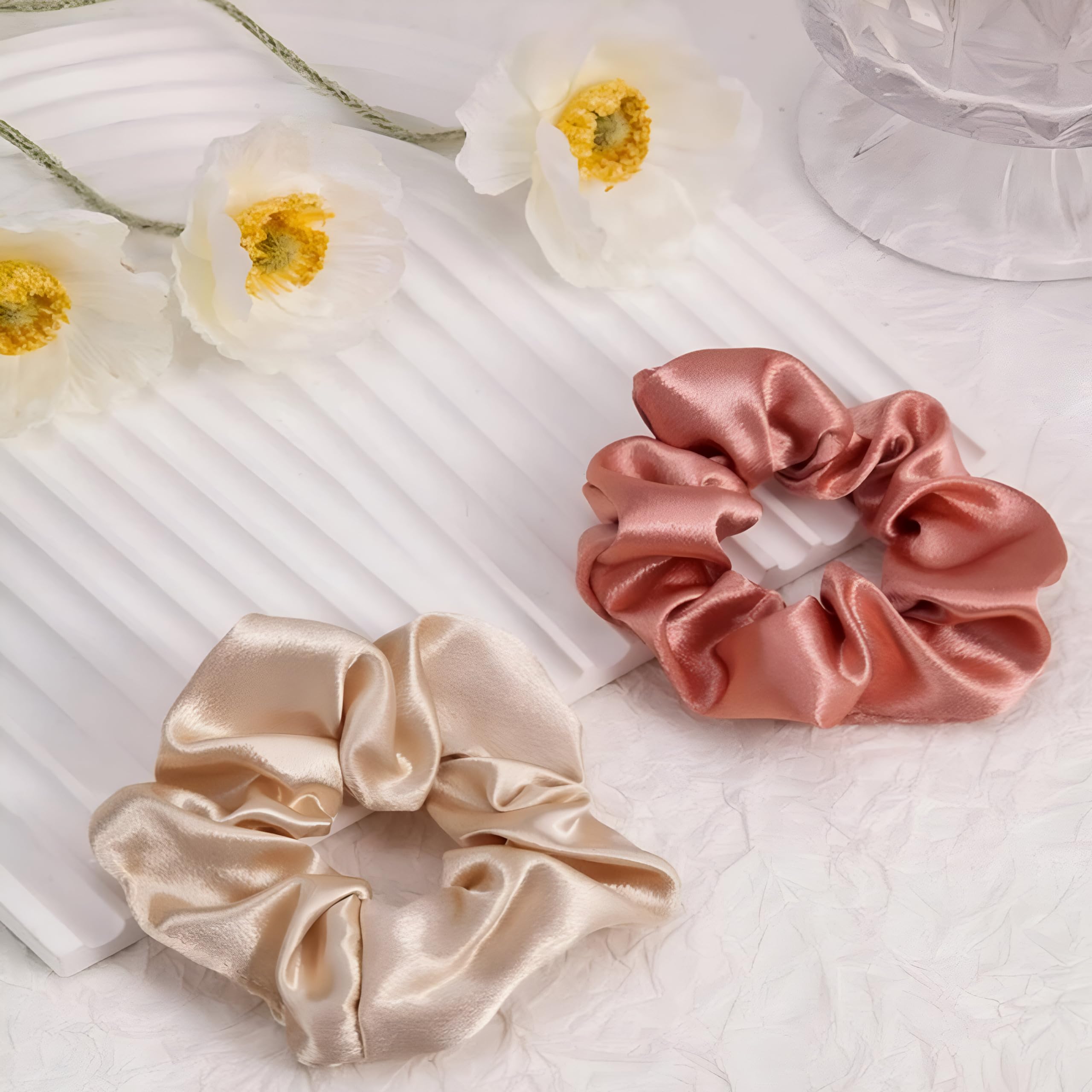 12pcs/Set With 6Large & 6Medium Satin Silk Colorful Hair Scrunchies, Soft Elastic Silk Scrunchies - Comfy And Simple Hair Accesories (Variety Pack)