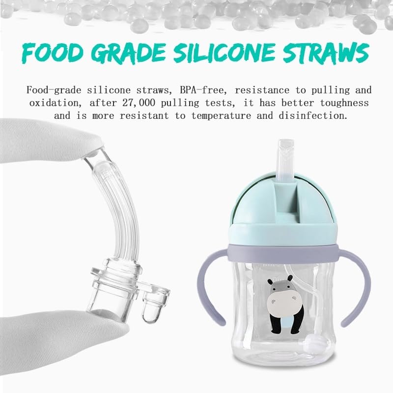 Toddler Water Bottle Sippy Cup Weighted Straw, Trainer Cup with Handles 6+, Non Spill Toddler Sippy Cup, Baby Water Bottle, Leakproof, 220ml