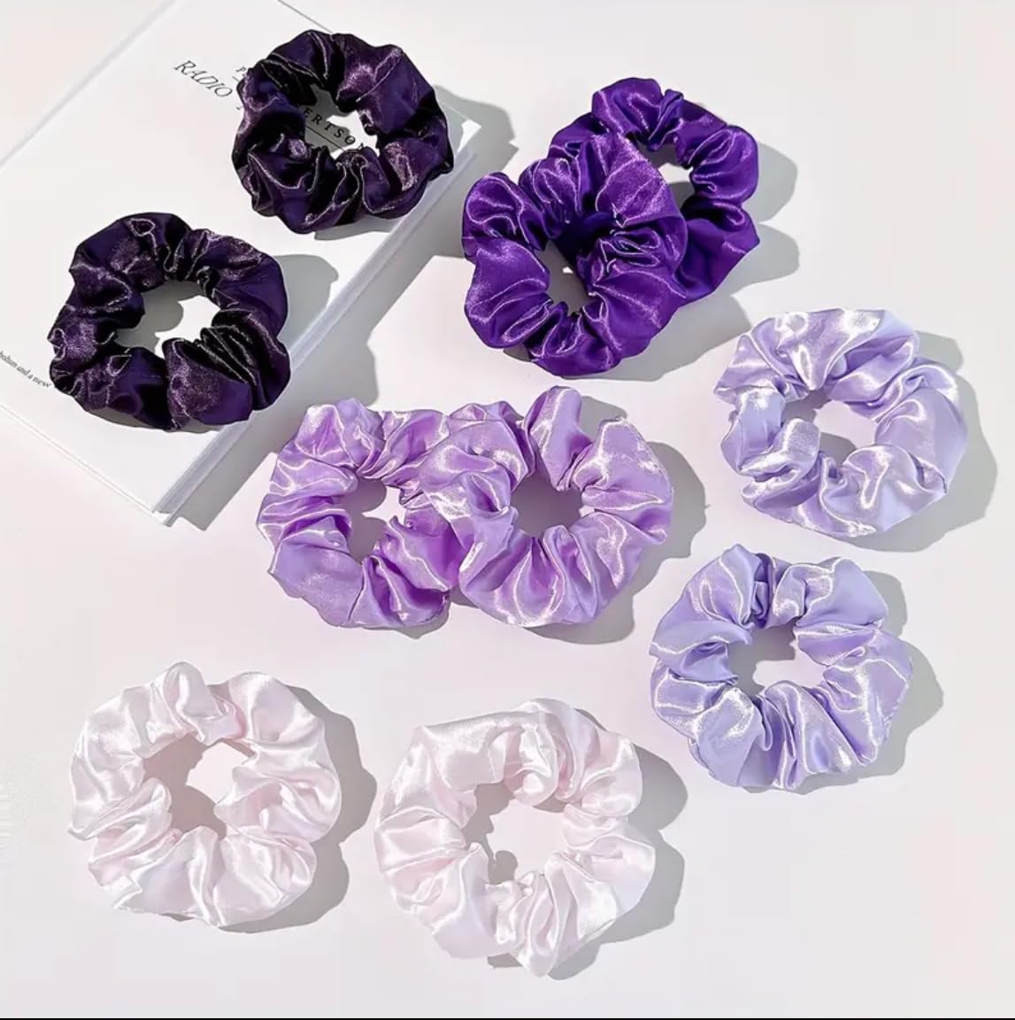 [10pcs/Set] Silk Scrunchies, Soft Elastic Satin Ties - Comfy And Stylish Hair Accesories, Scrunchie Women, Minimizes Breakage & Friction Frizz Free [Royal Purple]