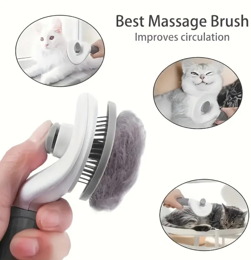 Neo10Ten Self-Cleaning Pet Grooming Brush | Dogs, Cats, Rabbits & Horses | Grey