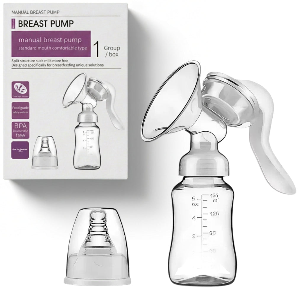 2in1 Manual Breast Pump & Breastmilk Storage Bottle, Adjustable Suction Silicone Hand Pump Breastfeeding, Small Portable Manual Breast Milk Catcher Baby Feeding Pumps