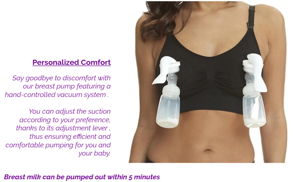 2in1 Manual Breast Pump & Breastmilk Storage Bottle, Adjustable Suction Silicone Hand Pump Breastfeeding, Small Portable Manual Breast Milk Catcher Baby Feeding Pumps