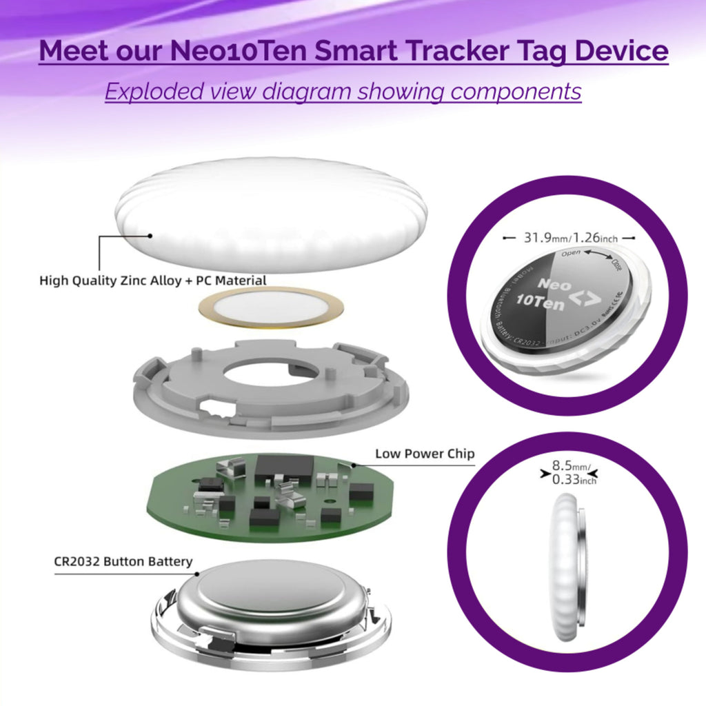 Neo10Ten Air Tracking Tag 1 Pack | Apple Find My Compatible | IP67