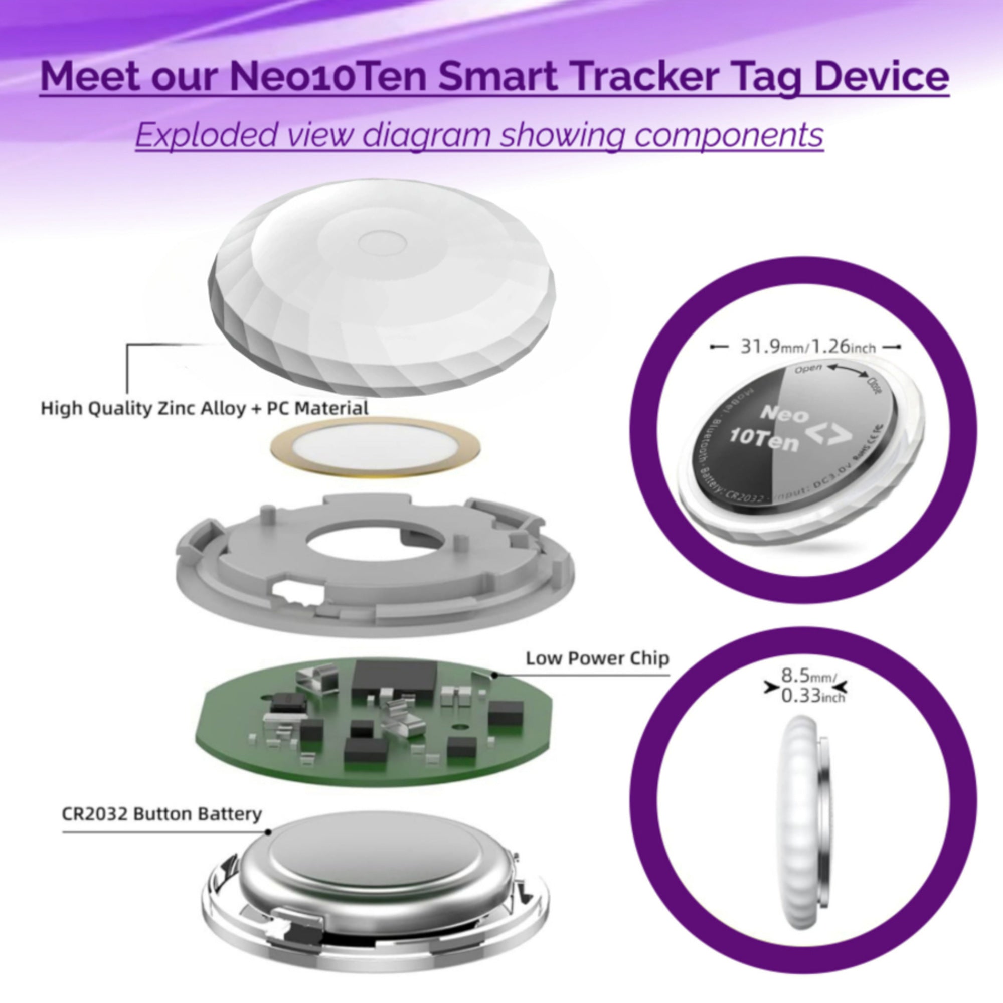 Neo10Ten Air Tracking Tag 2 Pack | Apple Find My Compatible | IP67