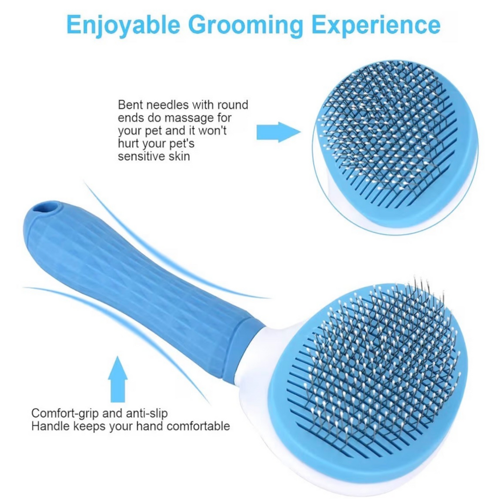 Neo10Ten Self-Cleaning Pet Grooming Brush | Dogs, Cats, Rabbits & Horses | Blue