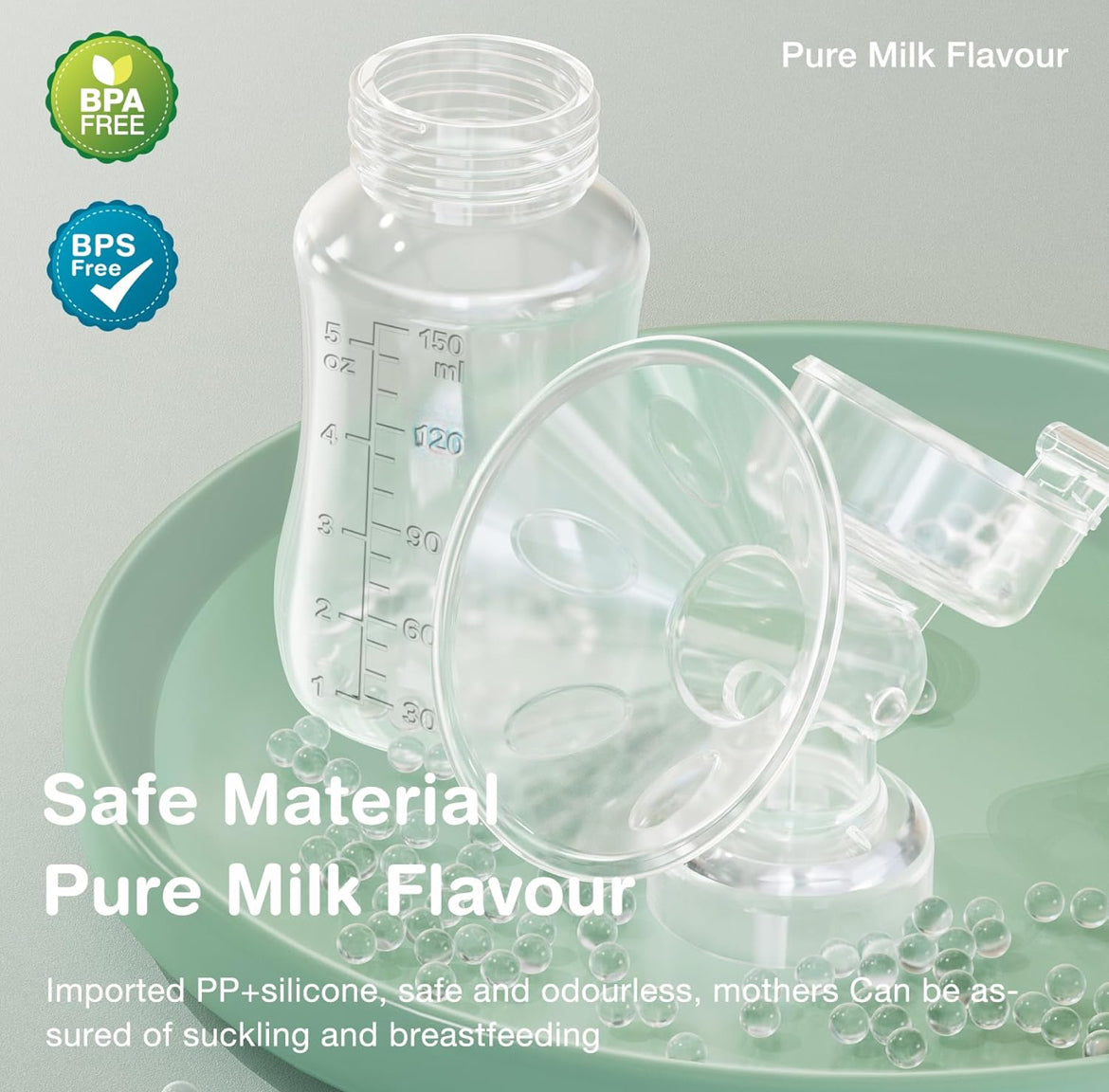 2in1 Manual Breast Pump & Breastmilk Storage Bottle, Adjustable Suction Silicone Hand Pump Breastfeeding, Small Portable Manual Breast Milk Catcher Baby Feeding Pumps