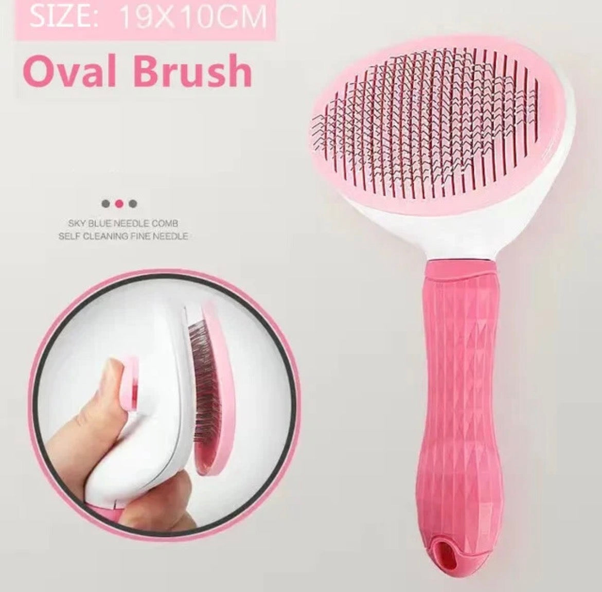 Neo10Ten Self-Cleaning Pet Grooming Brush | Dogs, Cats, Rabbits & Horses | Pink