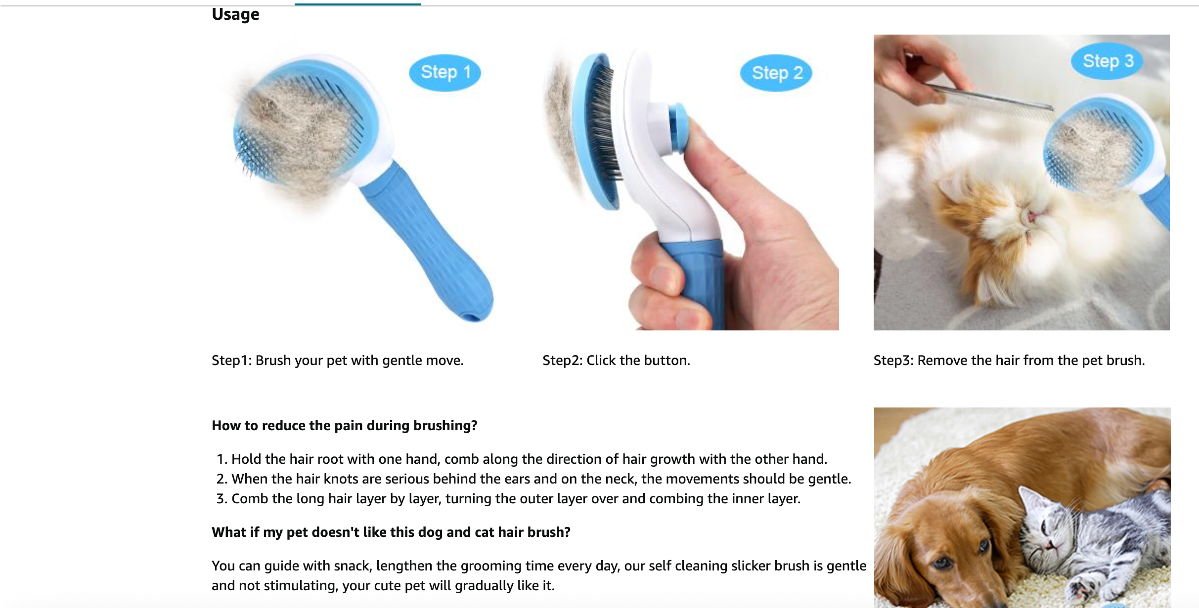 Neo10Ten Self-Cleaning Pet Grooming Brush | Dogs, Cats, Rabbits & Horses | Blue
