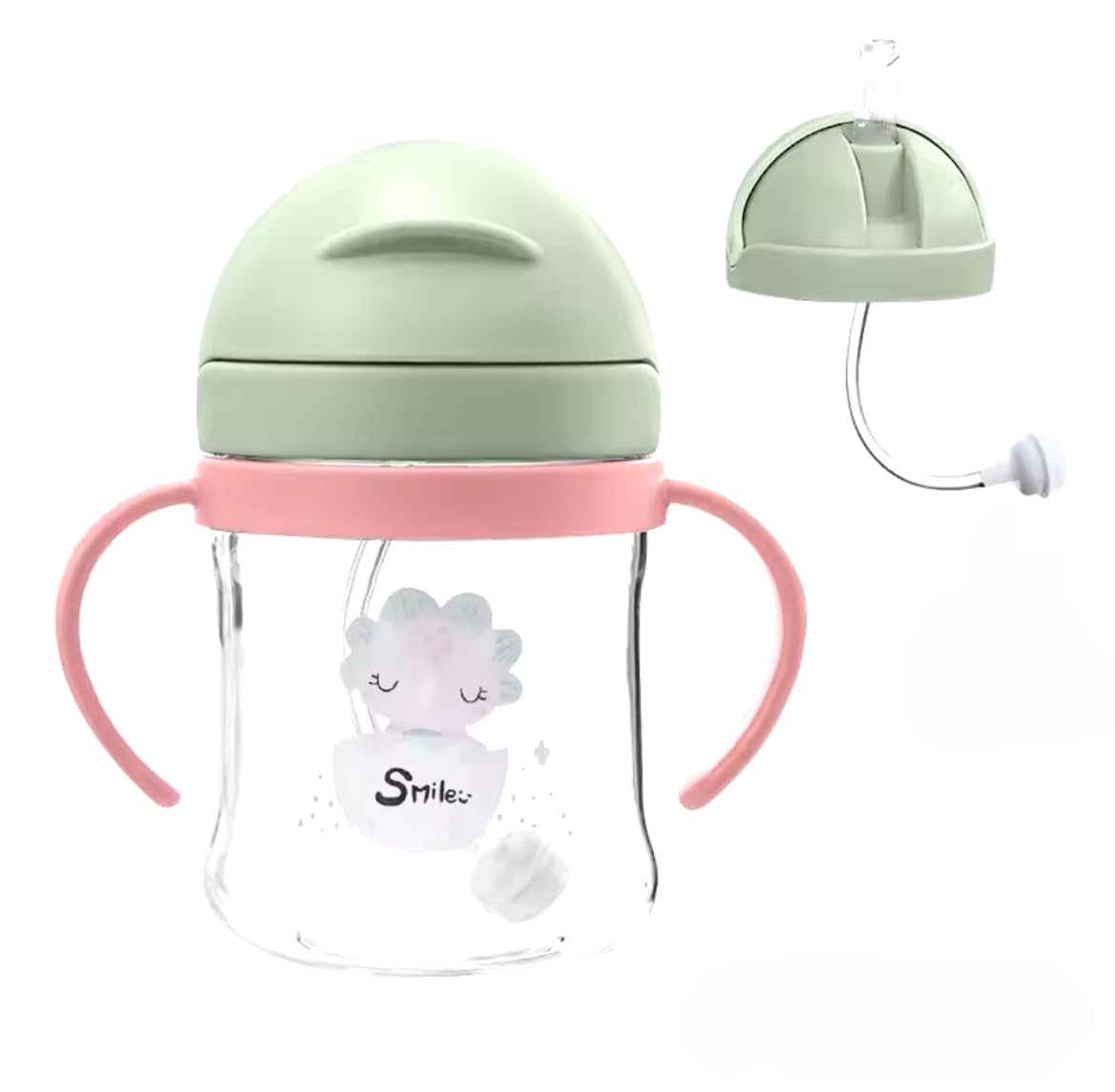 Neo10Ten Toddler Water Bottle Sippy Cup Weighted Straw, Trainer Cup with Handles 6+, Non Spill Toddler Sippy Cup, Baby Water Bottle, Leakproof, 220ml