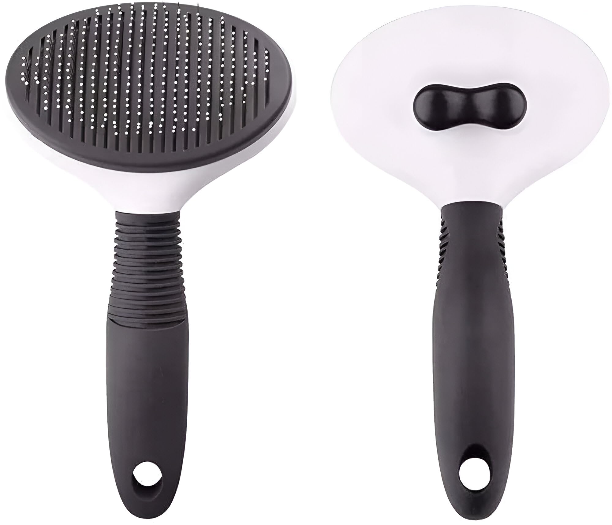 Neo10Ten Pet Grooming Brush with Self Cleaning Button for Dog, Cat, Horse, Rabbit Brush Comb, Slicker Brushes with Smooth handle, Shedding Brush Massage Clean Tangled (Grey)