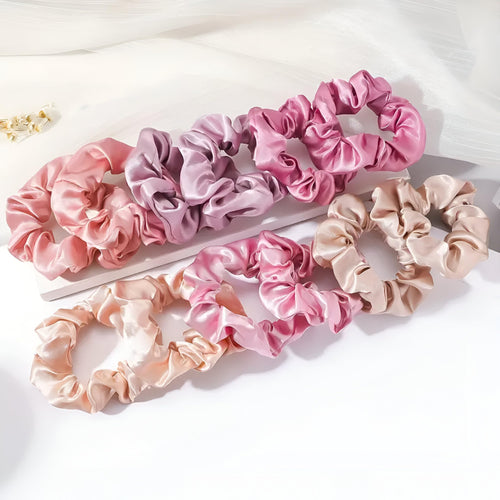 12pcs/Set Soft Elastic Silk Scrunchies, Hair Loops Ponytail Holders Hair Ties Satin Colorful Scrunchie- Comfy&Staylish Hair Accesories, Prevents Breakage, Friction and Creases [Small Pink Variety]