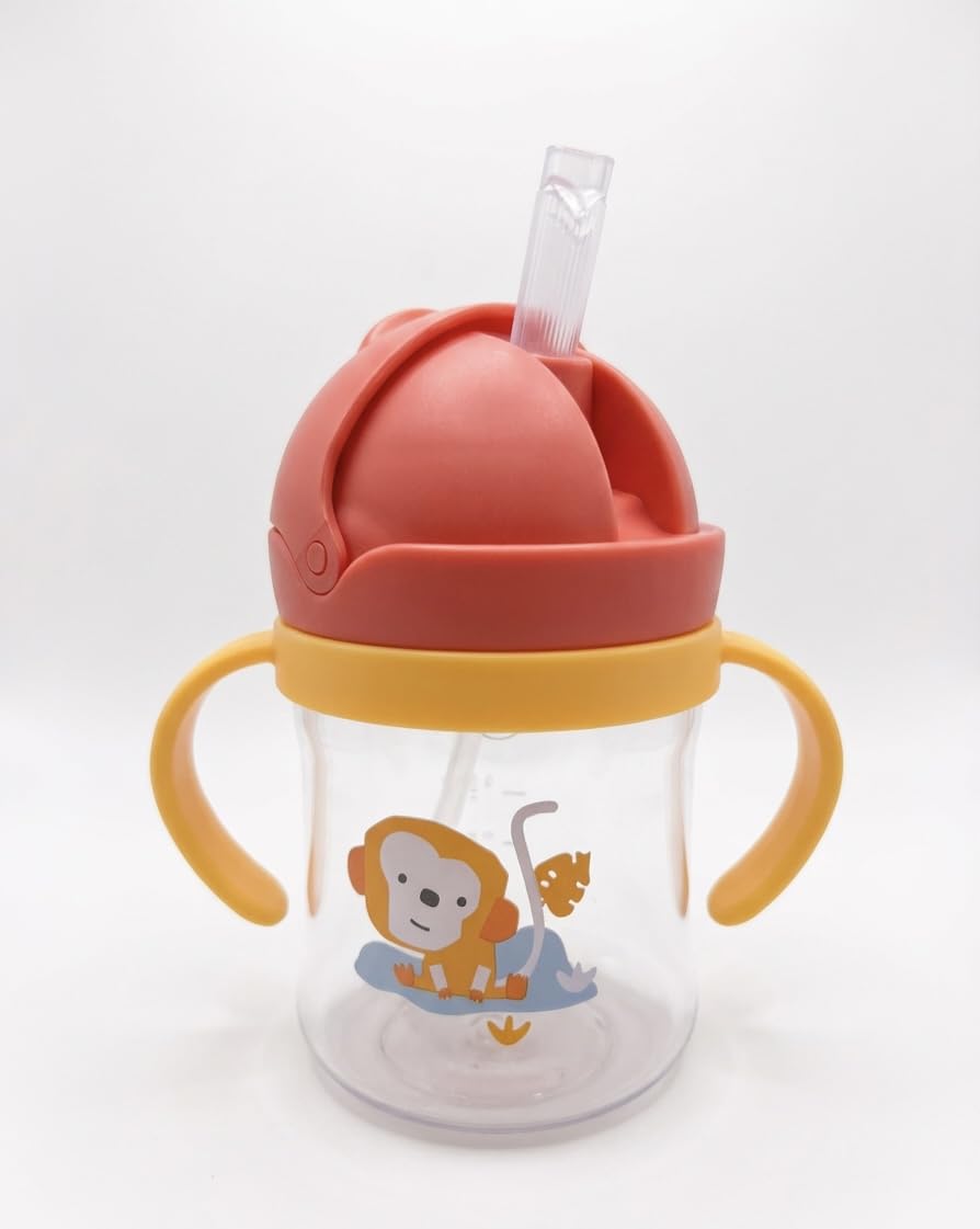 Neo10Ten Toddler Water Bottle Sippy Cup Weighted Straw, Trainer Cup with Handles 6+, Non Spill Toddler Sippy Cup, Baby Water Bottle, Leakproof, 220ml