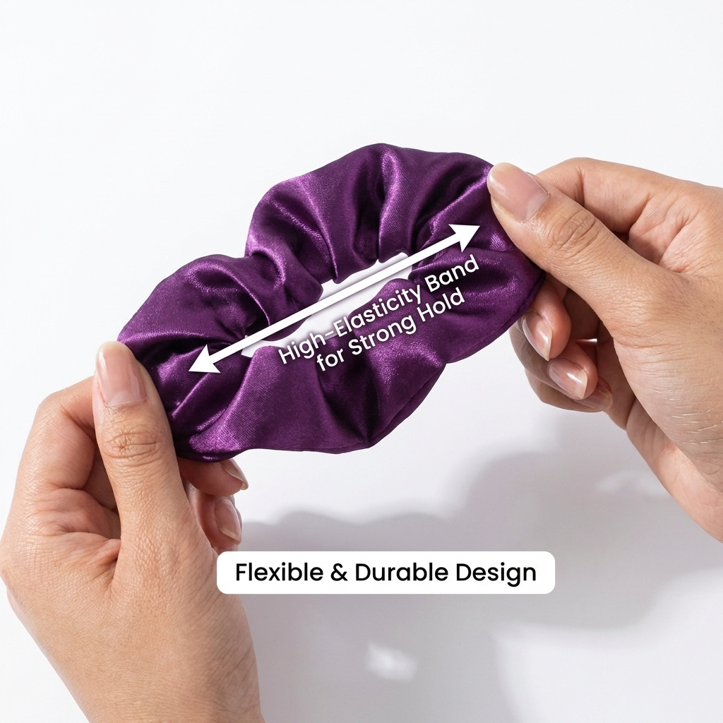Neo10Ten Silk Scrunchies | Royal Purple Mix | Hypoallergenic Satin | Pack of 10