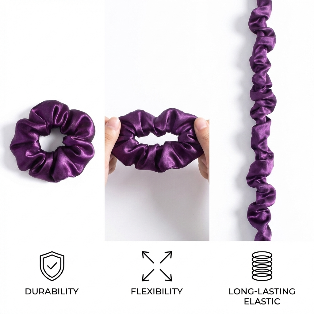 Neo10Ten Silk Scrunchies | Royal Purple Mix | Hypoallergenic Satin | Pack of 10