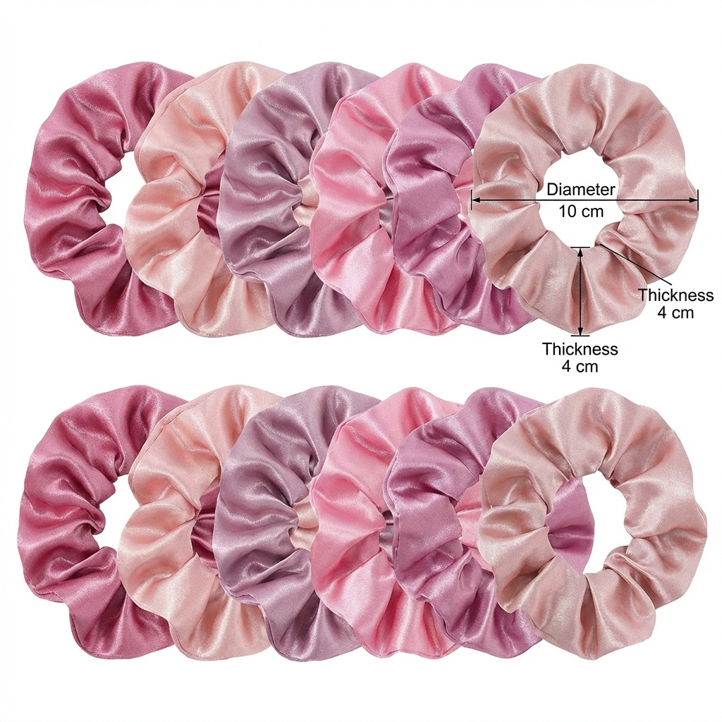 Neo10Ten Silk Scrunchies | Pink Variety | Satin Silk | Pack of 12