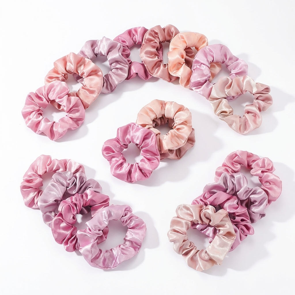 Neo10Ten Silk Scrunchies | Pink Variety | Satin Silk | Pack of 12