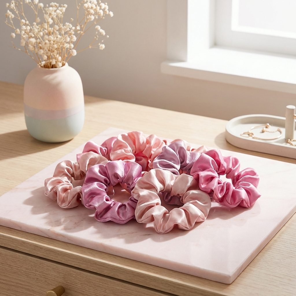 Neo10Ten Silk Scrunchies | Pink Variety | Satin Silk | Pack of 12