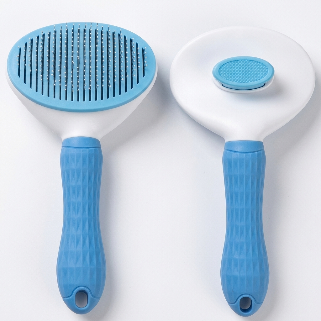 Neo10Ten Self-Cleaning Pet Grooming Brush | Dogs, Cats, Rabbits & Horses | Blue