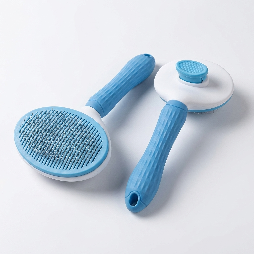 Neo10Ten Self-Cleaning Pet Grooming Brush | Dogs, Cats, Rabbits & Horses | Blue