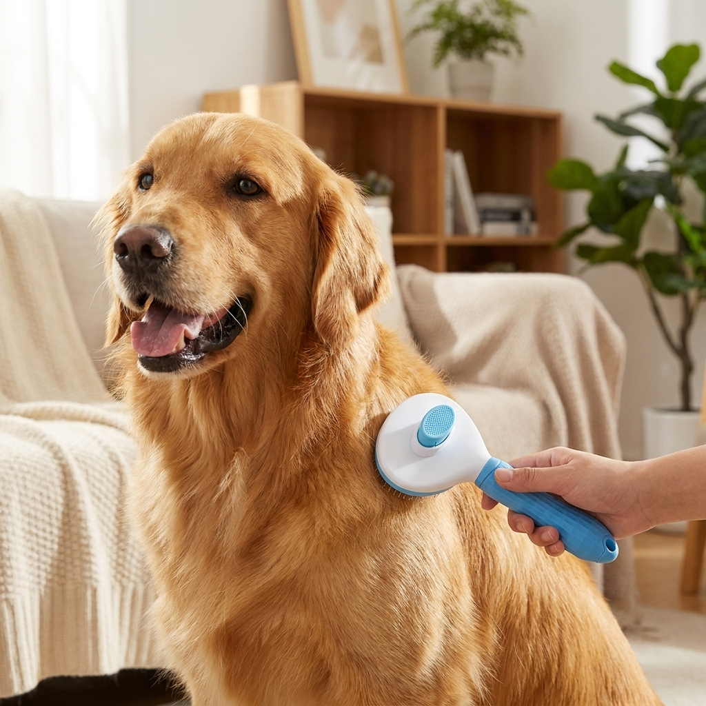 Neo10Ten Self-Cleaning Pet Grooming Brush | Dogs, Cats, Rabbits & Horses | Blue
