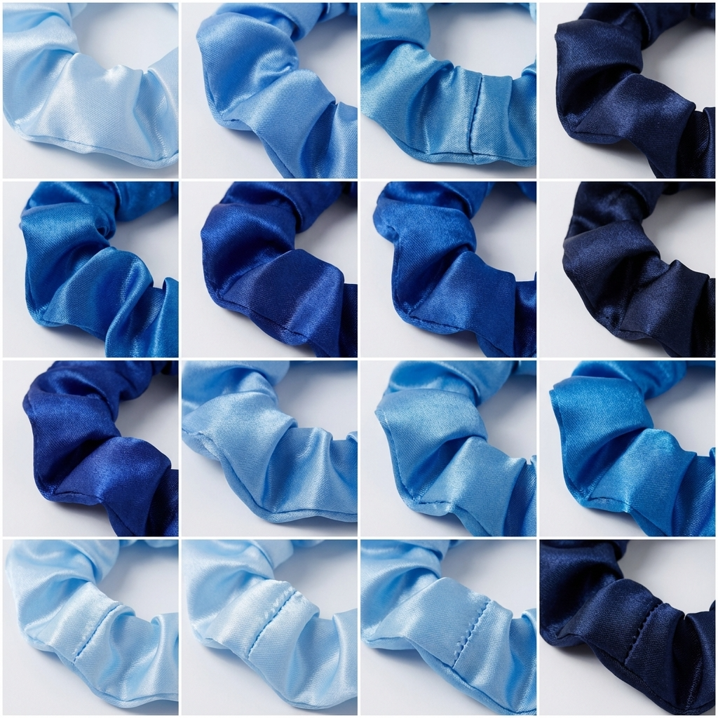Neo10Ten Silk Scrunchies | Blue Variety | Satin Hair Ties | Pack of 10