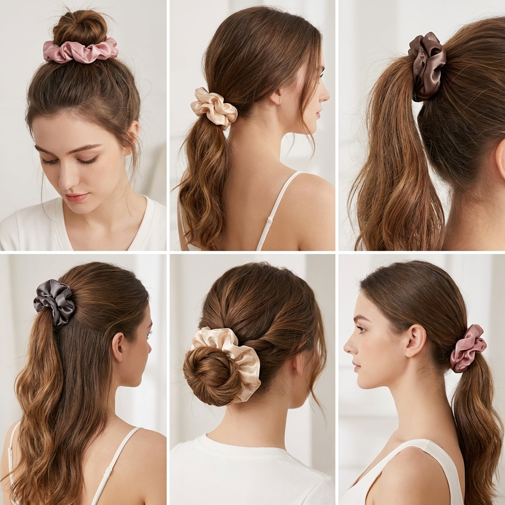 Neo10Ten Silk Scrunchies Variety Pack | 6 Large & 6 Medium | Satin Hair Ties | Pack of 12