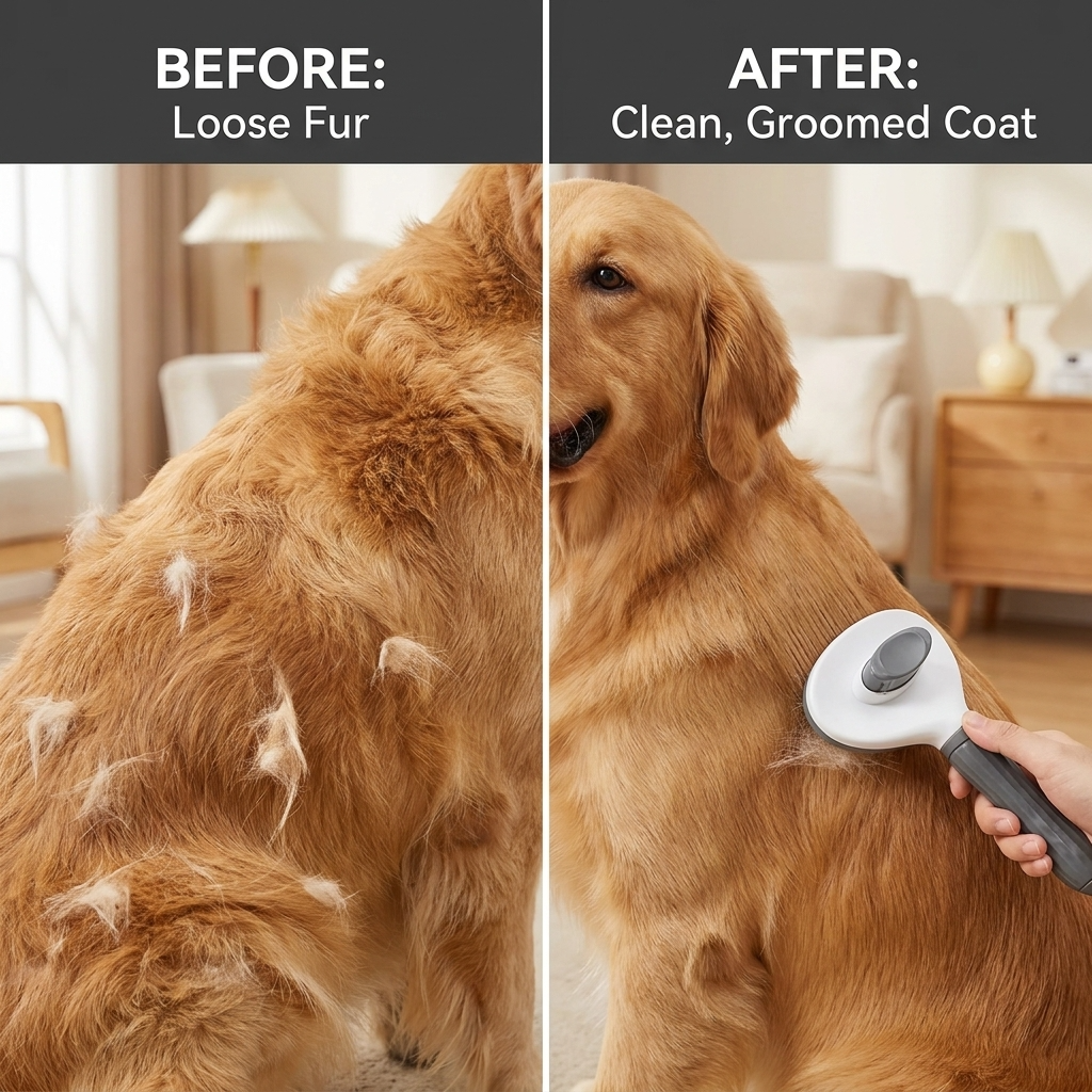 Neo10Ten Self-Cleaning Pet Grooming Brush | Dogs, Cats, Rabbits & Horses | Grey