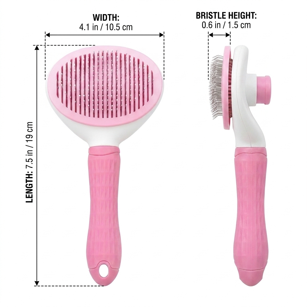 Neo10Ten Self-Cleaning Pet Grooming Brush | Dogs, Cats, Rabbits & Horses | Pink