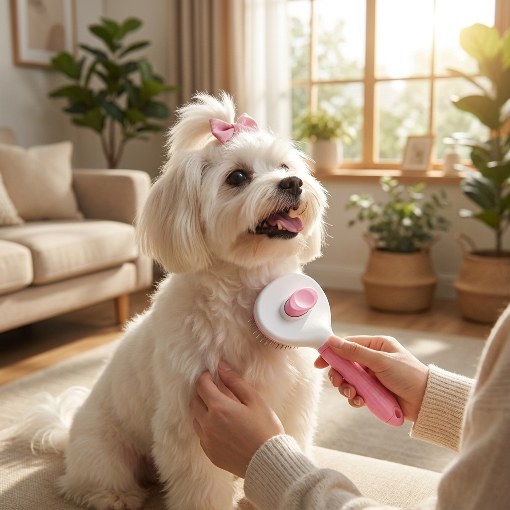 Neo10Ten Self-Cleaning Pet Grooming Brush | Dogs, Cats, Rabbits & Horses | Pink