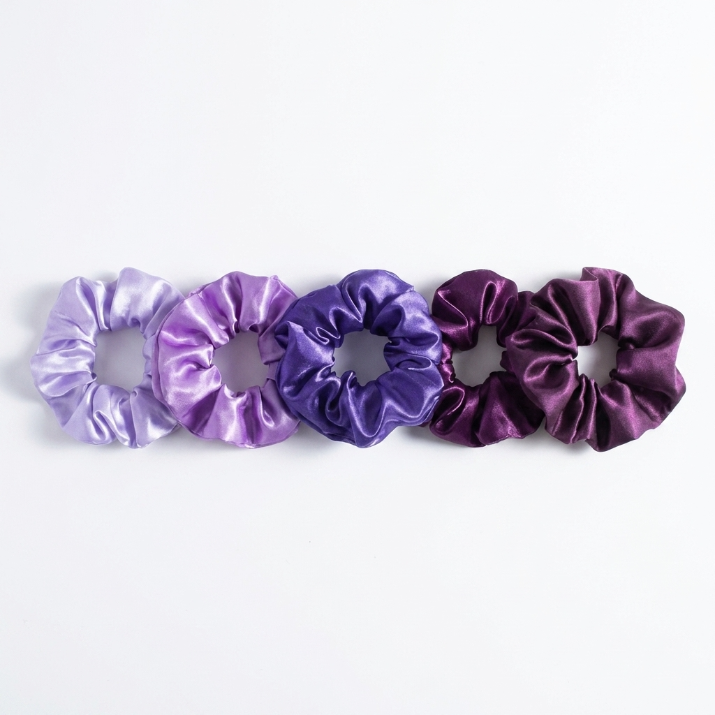 Neo10Ten Silk Scrunchies | Royal Purple Mix | Hypoallergenic Satin | Pack of 10