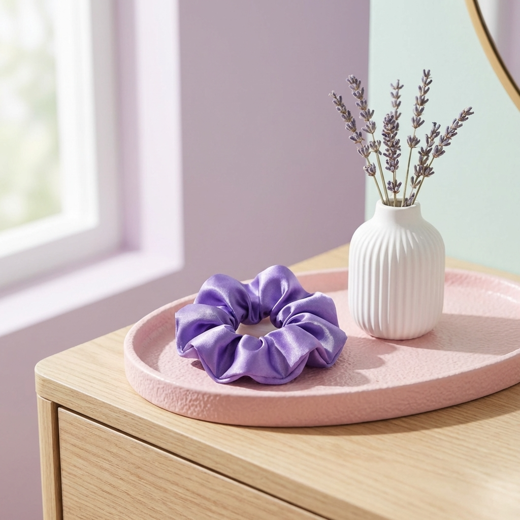 Neo10Ten Silk Scrunchies | Royal Purple Mix | Hypoallergenic Satin | Pack of 10