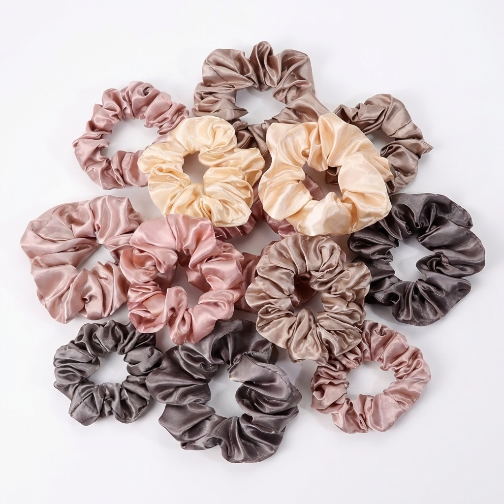 Neo10Ten Silk Scrunchies Variety Pack | 6 Large & 6 Medium | Satin Hair Ties | Pack of 12