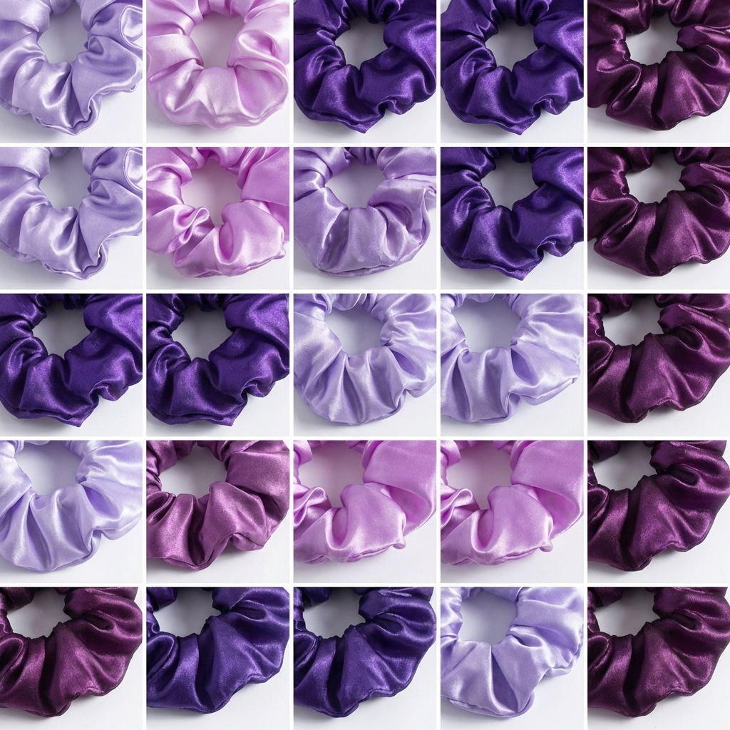Neo10Ten Silk Scrunchies | Royal Purple Mix | Hypoallergenic Satin | Pack of 10