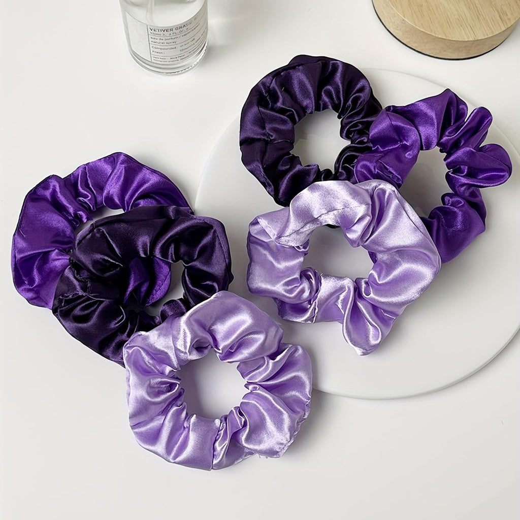 10pcs/Set Silky Hair Scrunchies, Soft Elastic Satin - Comfy And Stylish Hair Accesories, Purple Scrunchies Women, Girls Gentle Texture Minimizes Breakage & Friction Frizz Free [Royal Purple Mix]