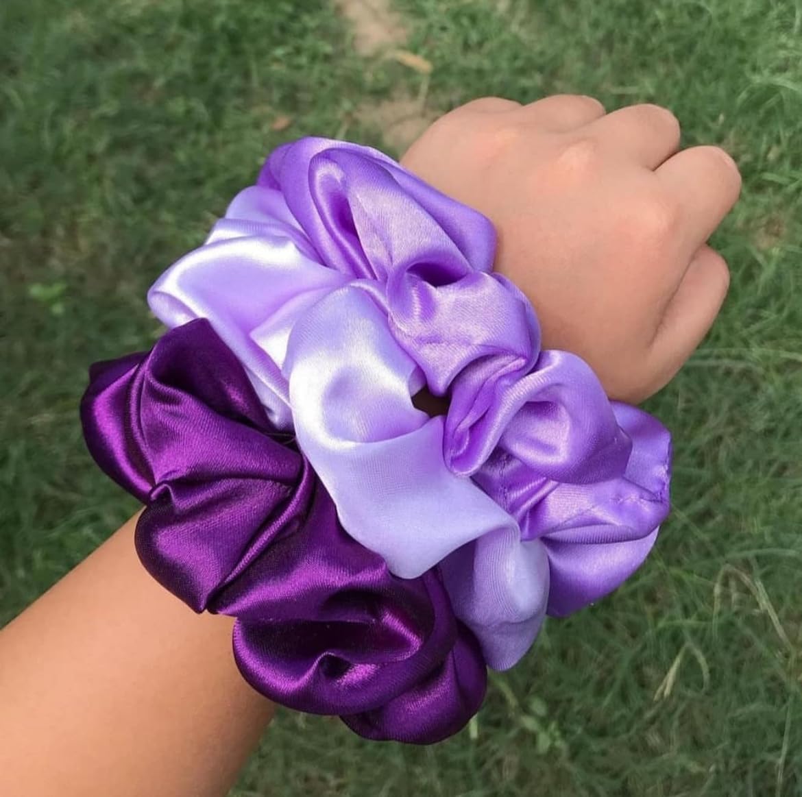 [10pcs/Set] Silk Scrunchies, Soft Elastic Satin Ties - Comfy And Stylish Hair Accesories, Scrunchie Women, Minimizes Breakage & Friction Frizz Free [Royal Purple]